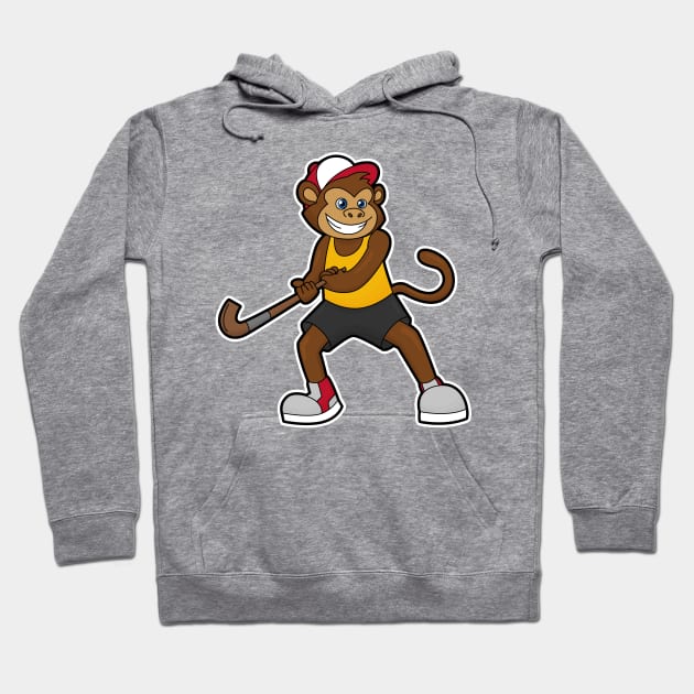 Monkey at Hockey with Hockey stick Hoodie by Markus Schnabel